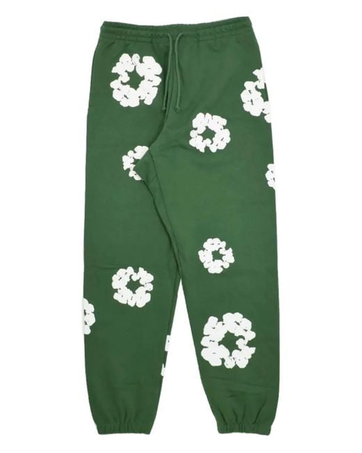 DENIM TEARS Green Drawstring Floral-Print Track Pants for men