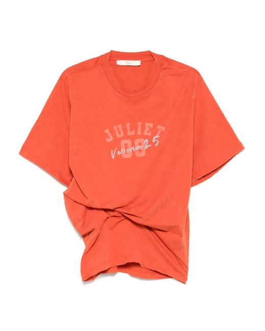 Tela プリント Tシャツ Orange