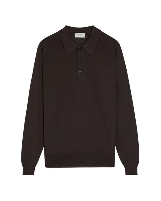 John Smedley Black Caverhill Polo-Collar Sweatshirt for men