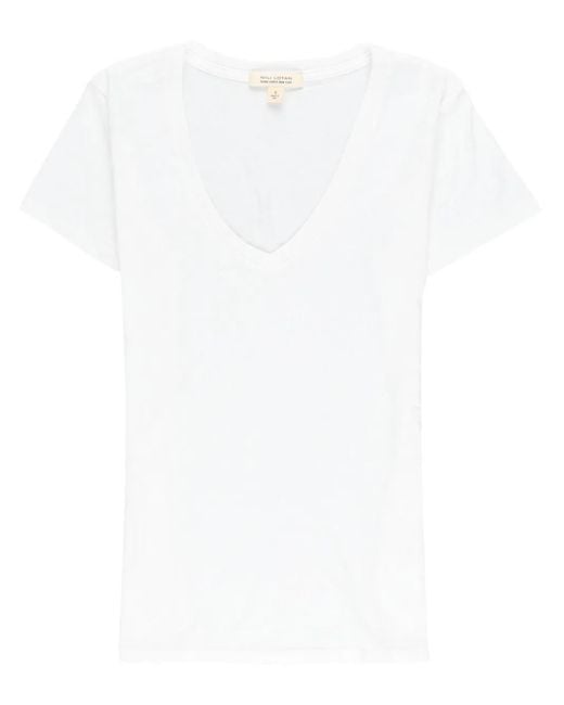 Nili Lotan White V-Neck Cotton T-Shirt