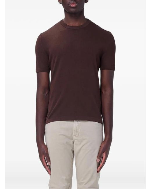 Brooksfield Brown Short-Sleeve Cotton T-Shirt for men