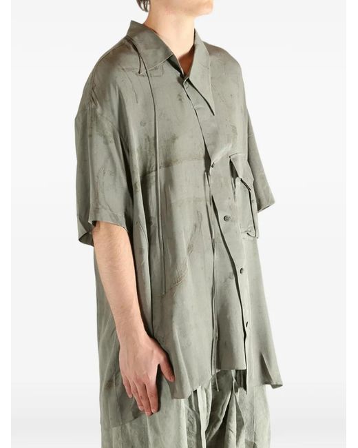 Ziggy Chen Green Assymetric Silk Shirt for men