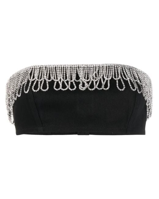 ROTATE BIRGER CHRISTENSEN Black 'Bandeau' Top With Jewel Detail