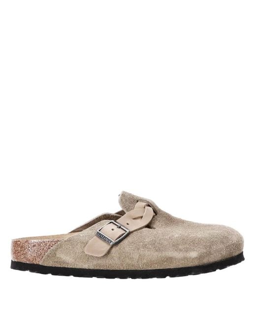 Birkenstock Brown Suede Leather Side Buckle Slip-On Sandals For