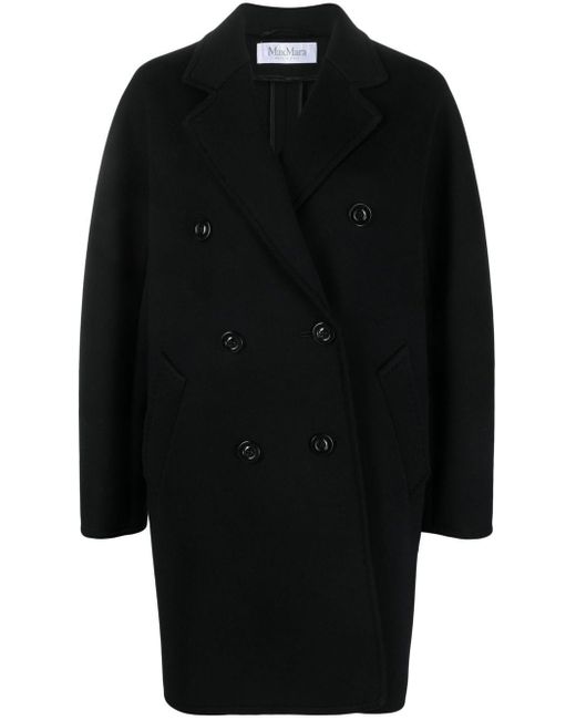 Max Mara Black Double-breasted Button-up Coat