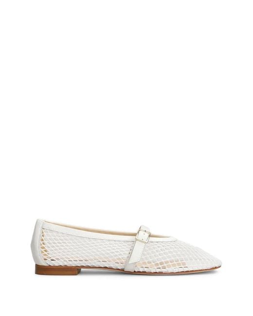 Fabio Rusconi White Mina Buckle-Strap Ballet Flats