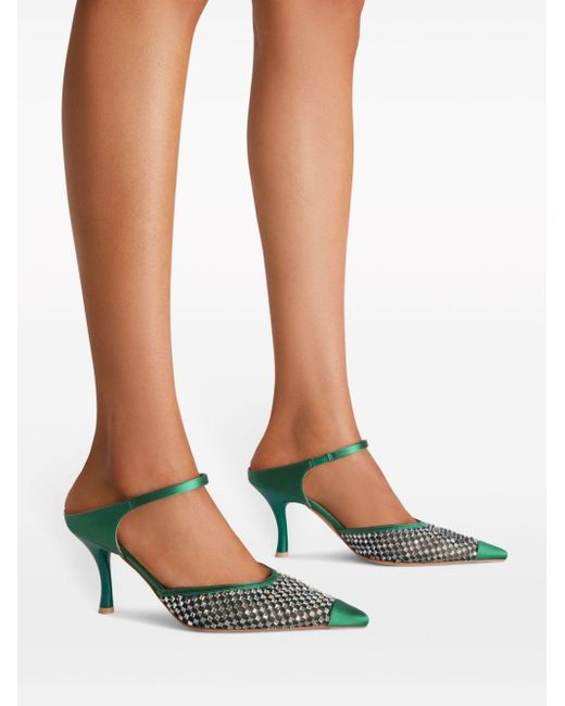 Malone Souliers Green Vega 70mm Crystal-embellished Mules