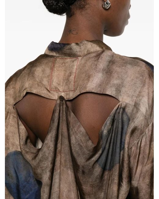 Uma Wang Brown Teays Print Shirt