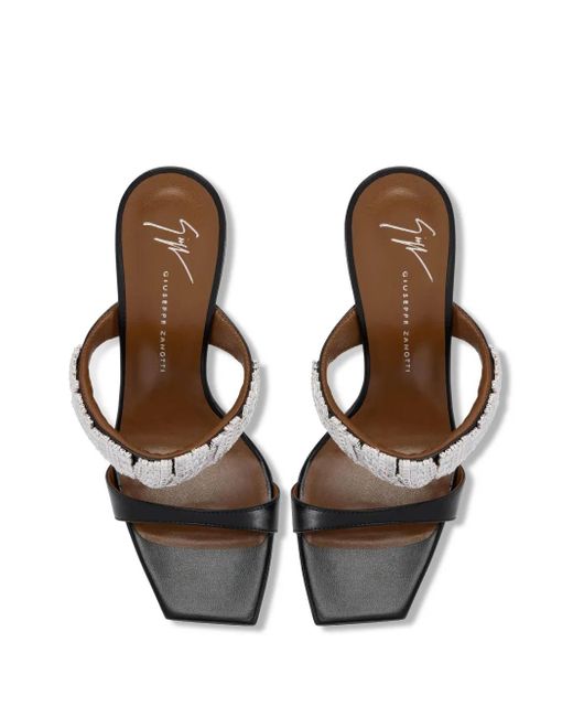 Giuseppe Zanotti Black 105Mm Tiara Rhinestone-Embellished Leather Sandals