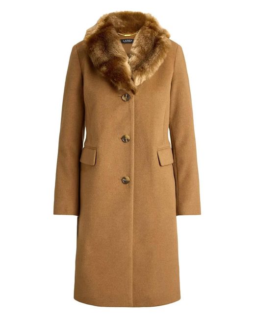 Ralph Lauren Natural Shawl-Collar Button Coat