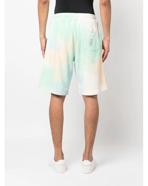 MSGM Green Logo-Print Tie-Dye Shorts for men
