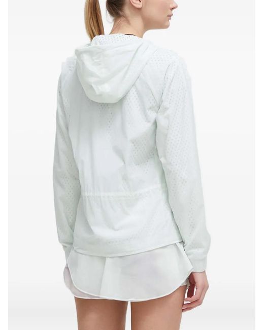 Adidas White Logo-Appliqué Perforated Jacket