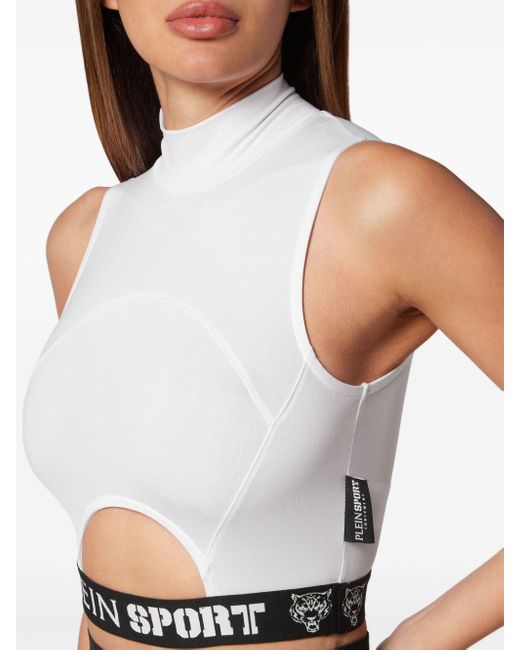 Philipp Plein White Cropped-Top mit Cut-Outs
