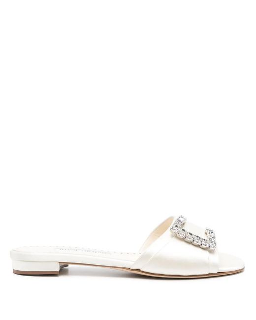 Manolo Blahnik White Ramiflat Sandals