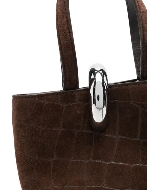Jacquemus Brown Crocodile-Effect Ring-Detail Tote Bag