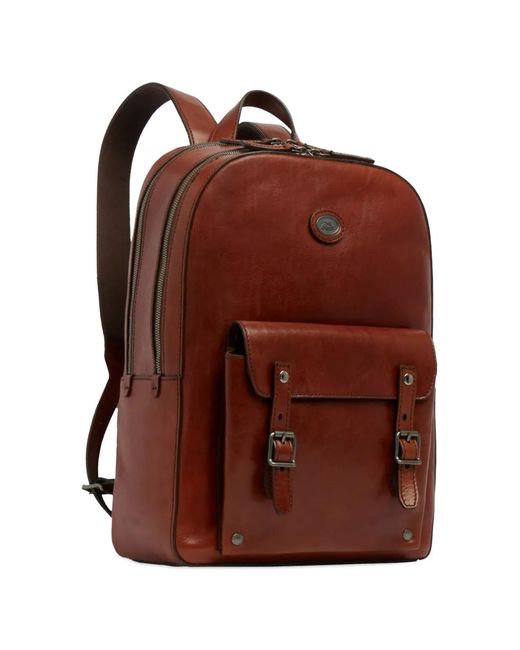 The Bridge Brown Buckle-Detail Leather Backpack for men