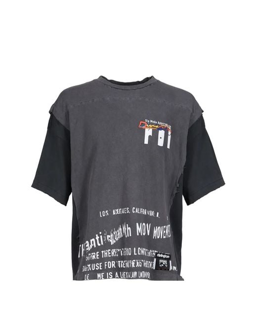 RRR123 Gray T-Shirt Moda Apocrypha Quad Tee À Effet Usé for men