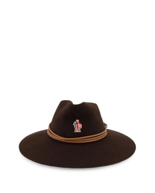 Moncler Brown Logo-Patch Wide-Brim Hat