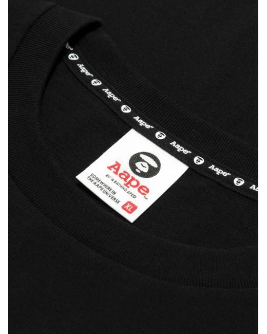Camiseta con logo estampado Aape By A Bathing Ape de hombre de color Black