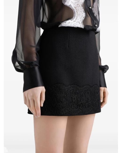 Dolce & Gabbana Black Lace-Trimmed Mini Skirt