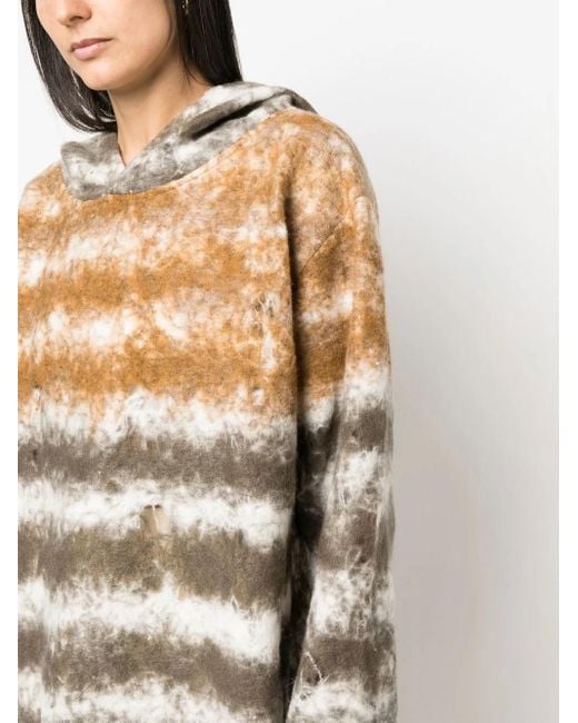 VITELLI Gray Distressed Stripe-Print Hoodie