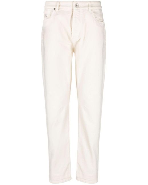 Brunello Cucinelli Halbhohe Straight-Leg-Jeans in White für Herren