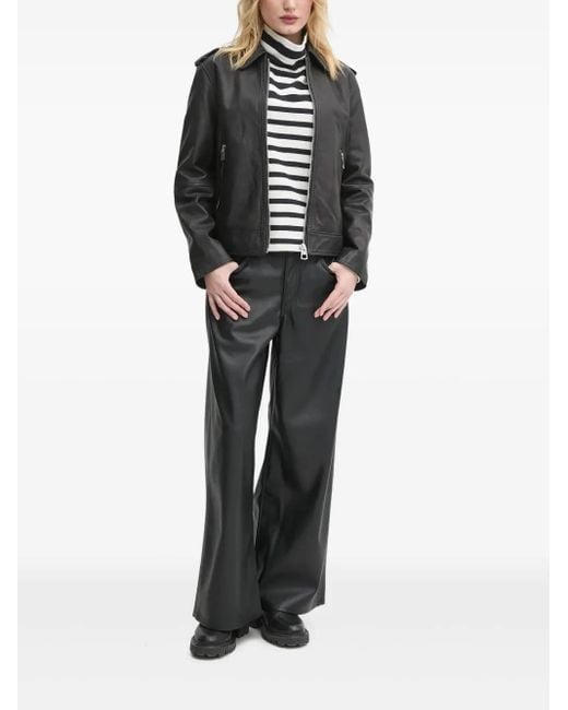 Marc O' Polo Black Zip-Fastening Leather Jacket