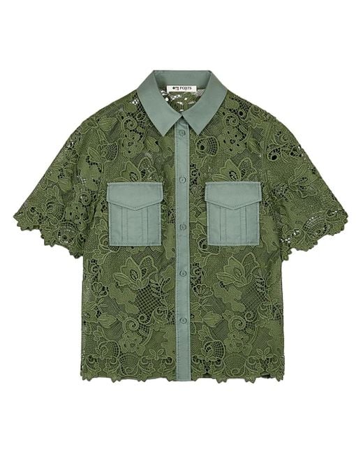 Ports 1961 シャンティリーレース シャツ Green