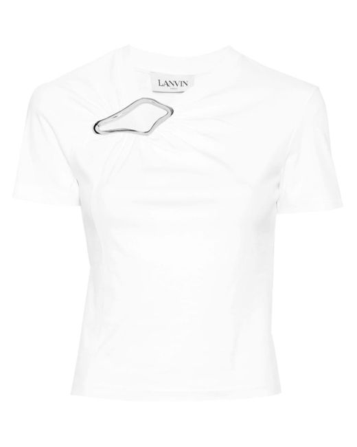 T-shirt con dettaglio metallizzato di Lanvin in White