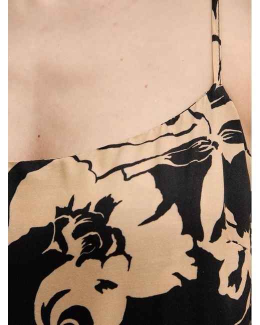 SIMONA CORSELLINI Black Floral-Print Spaghetti-Strap Top
