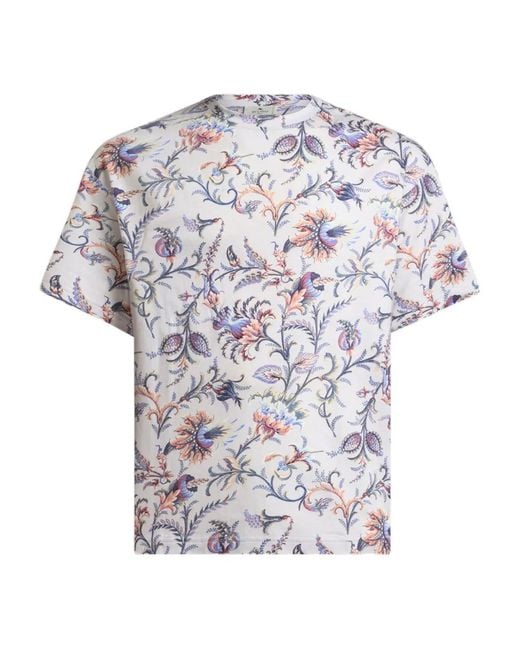 Etro White Floral-Motif Cotton T-Shirt for men