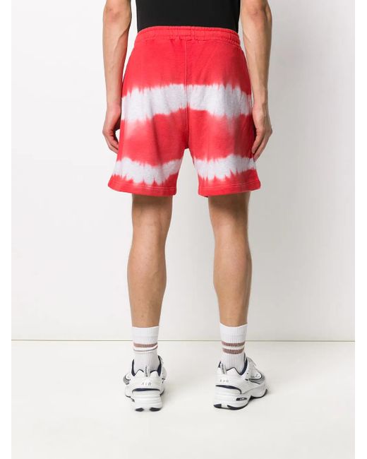 MSGM Red Tie-Dye Track Shorts for men