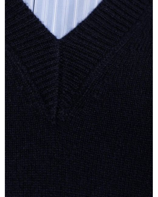 Officine Generale Blue Misty V-Neck Sweater