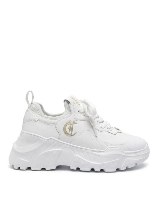 Just Cavalli White Logo-Plaque Chunky Sneakers