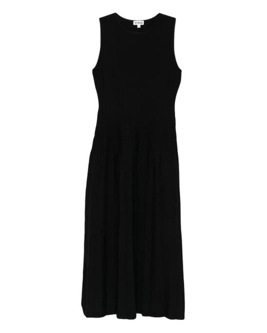 Staud Eluse Geplooide Mouwloze Midi-Jurk in het Black