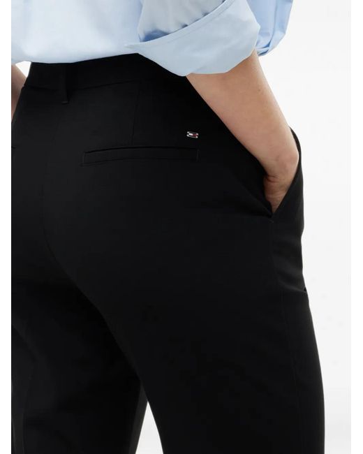 Tommy Hilfiger Black Logo-Plaque Slim-Fit Trousers