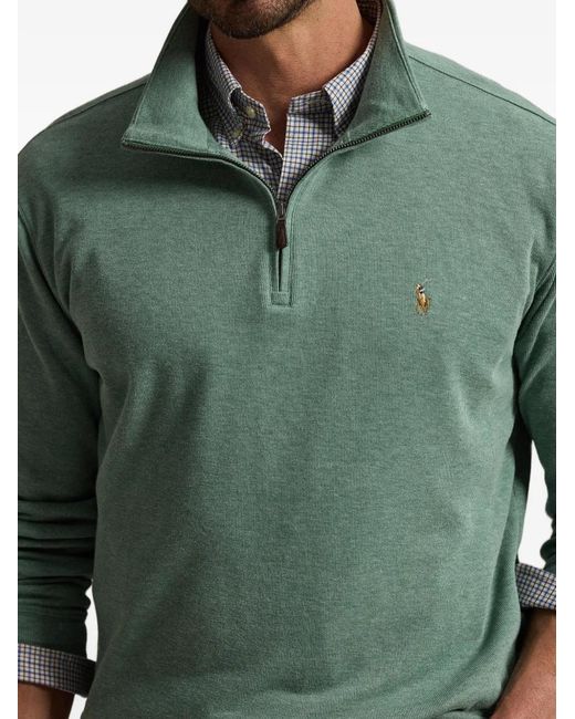 Polo Ralph Lauren Green Estate-Rib Quarter-Zip Sweater for men