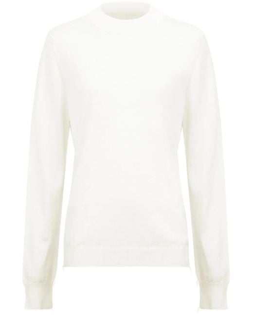 Maison Margiela White Ribbed-Edge Wool Sweater for men