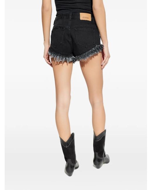Isabel Marant Black Eneidala Fringed-Detail Shorts