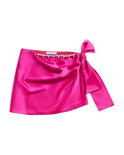 Area Pink Crystal-Embellished Bow-Detail Mini Skirt