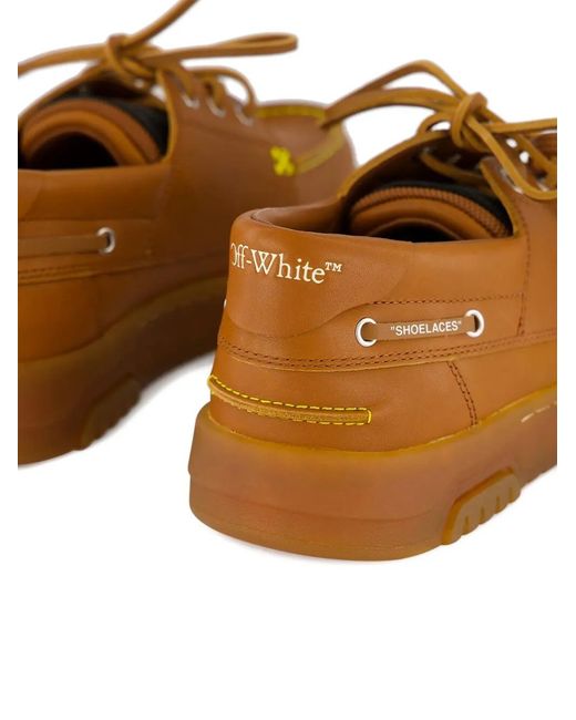 Off-White c/o Virgil Abloh Brown Leather Boat Shoes for men