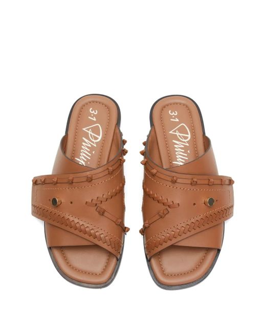 3.1 Phillip Lim Brown Leather Crossover Sandals