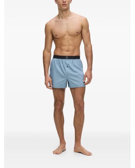 Karl Lagerfeld Blue Ikon Woven Boxers (Set Of Three) for men