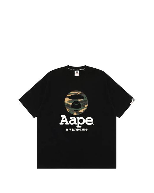 Aape By A Bathing Ape Black Aapeunvs Camouflage-Print T-Shirt for men