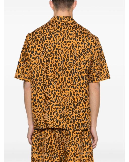 Camisa con estampado de leopardo Palm Angels de hombre de color Brown