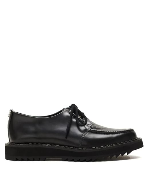 George Cox Black Leather Boat Shoes for men