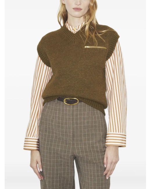Tory Burch Green Wool Vest