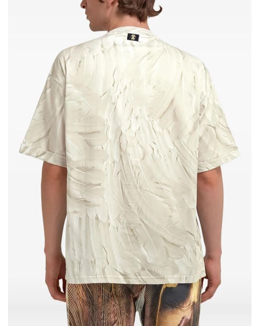 メンズ Roberto Cavalli プリント Tシャツ White
