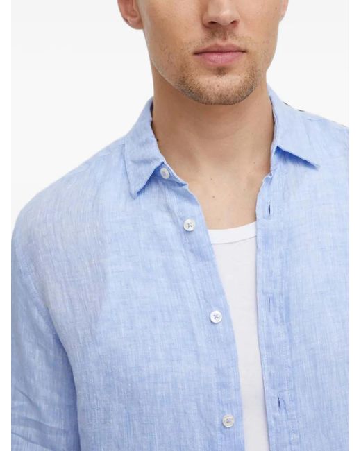 Benetton Blue Classic-Collar Shirt for men