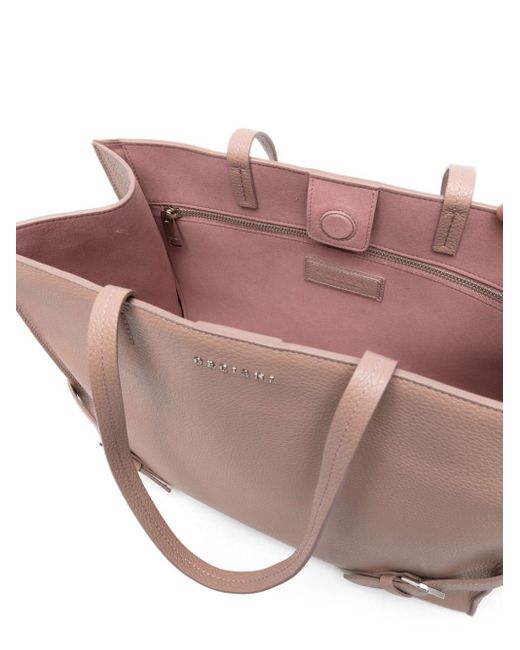 Orciani Pink Large Sveva Sense Leather Tote Bag